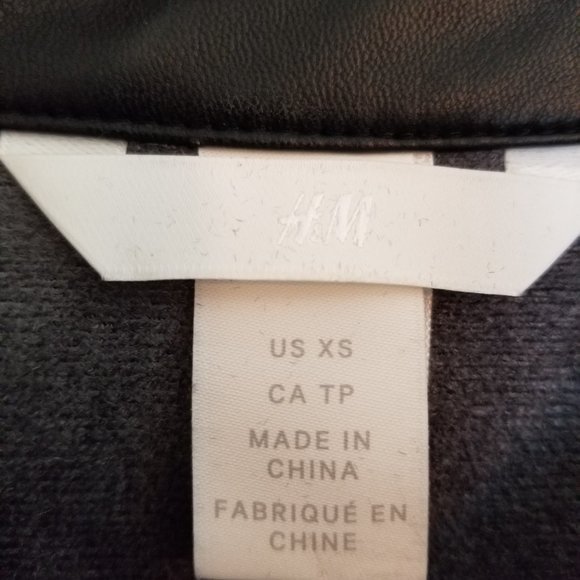 NWT H&M Women's size XS Vegan Leather Black Button-Down Shirt - Picture 6 of 14
